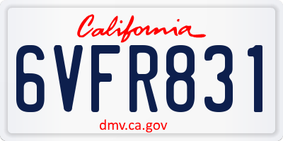CA license plate 6VFR831