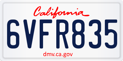 CA license plate 6VFR835