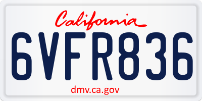 CA license plate 6VFR836