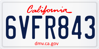 CA license plate 6VFR843