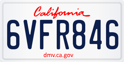 CA license plate 6VFR846