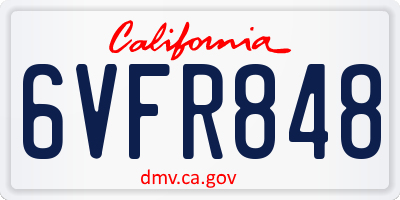 CA license plate 6VFR848