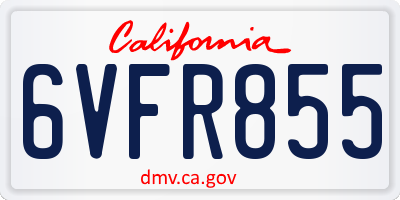 CA license plate 6VFR855