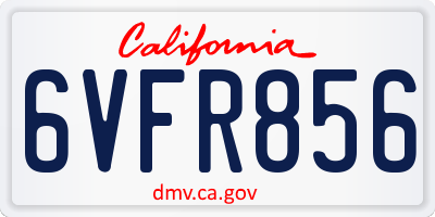 CA license plate 6VFR856