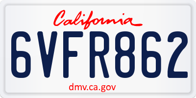 CA license plate 6VFR862
