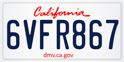 CA license plate 6VFR867