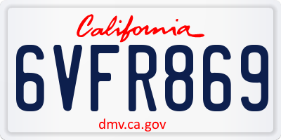 CA license plate 6VFR869