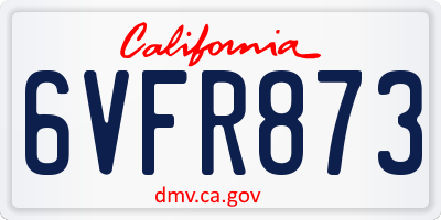 CA license plate 6VFR873