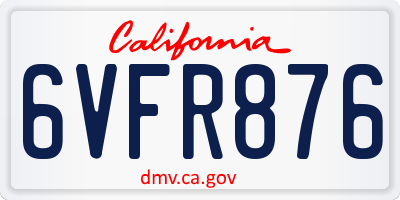 CA license plate 6VFR876