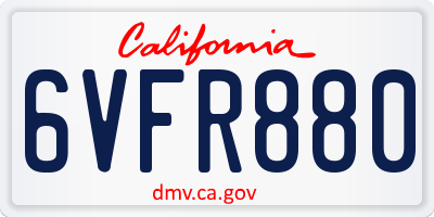 CA license plate 6VFR880
