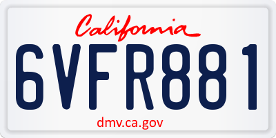 CA license plate 6VFR881