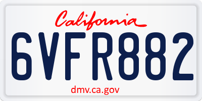 CA license plate 6VFR882