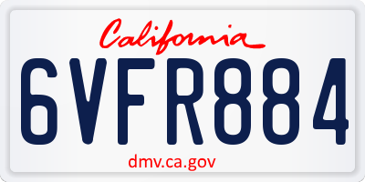 CA license plate 6VFR884