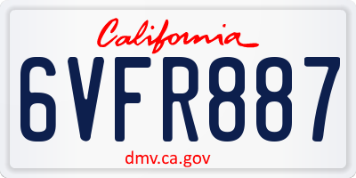 CA license plate 6VFR887