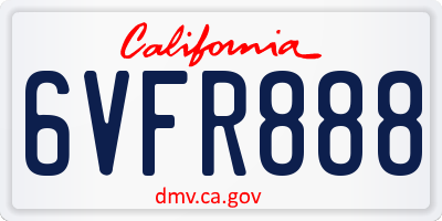 CA license plate 6VFR888