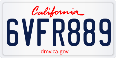CA license plate 6VFR889