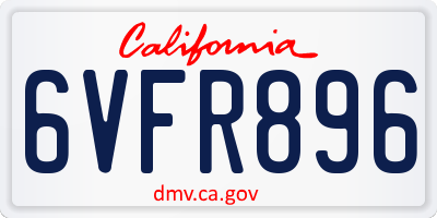 CA license plate 6VFR896