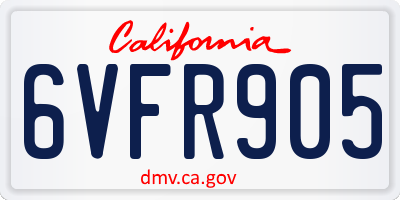 CA license plate 6VFR905