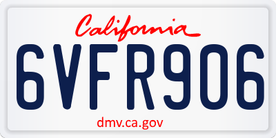 CA license plate 6VFR906