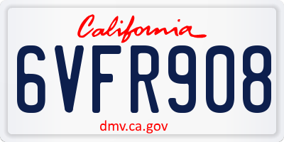 CA license plate 6VFR908