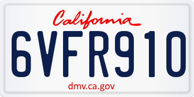 CA license plate 6VFR910
