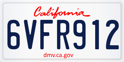 CA license plate 6VFR912