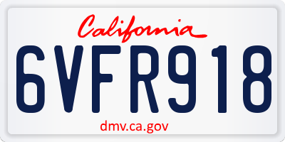 CA license plate 6VFR918
