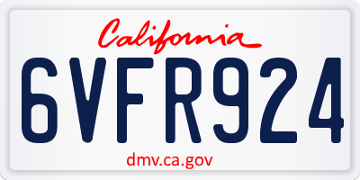 CA license plate 6VFR924