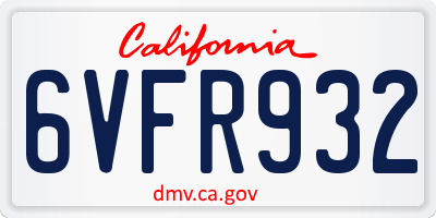 CA license plate 6VFR932
