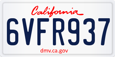 CA license plate 6VFR937