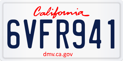 CA license plate 6VFR941