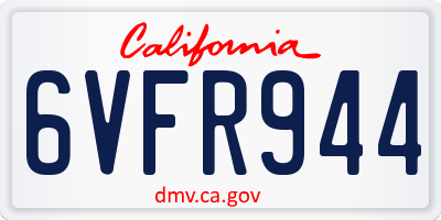 CA license plate 6VFR944