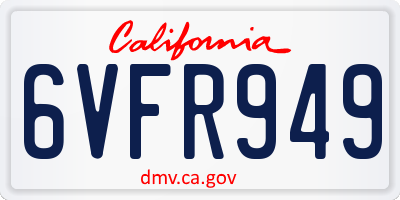 CA license plate 6VFR949