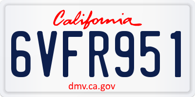 CA license plate 6VFR951