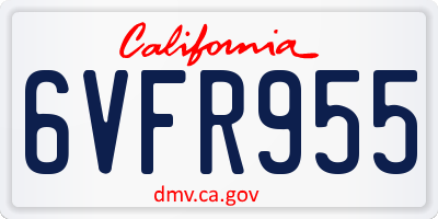 CA license plate 6VFR955