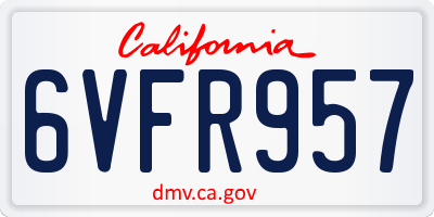 CA license plate 6VFR957