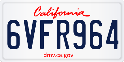 CA license plate 6VFR964