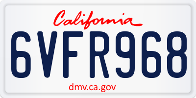 CA license plate 6VFR968