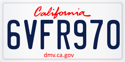 CA license plate 6VFR970