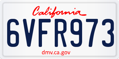 CA license plate 6VFR973