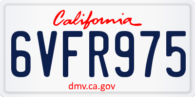 CA license plate 6VFR975