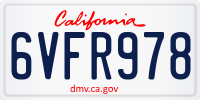 CA license plate 6VFR978