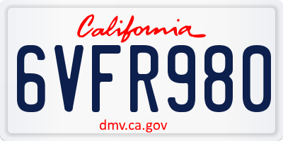 CA license plate 6VFR980