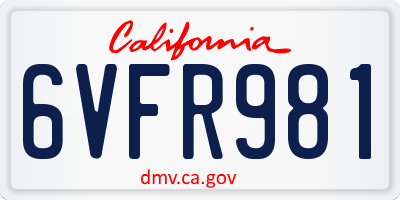 CA license plate 6VFR981