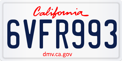 CA license plate 6VFR993
