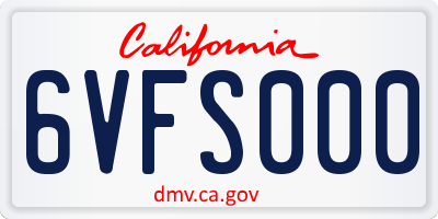 CA license plate 6VFS000