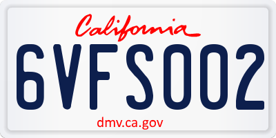 CA license plate 6VFS002