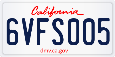 CA license plate 6VFS005
