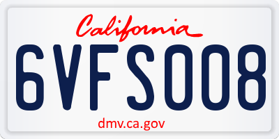 CA license plate 6VFS008