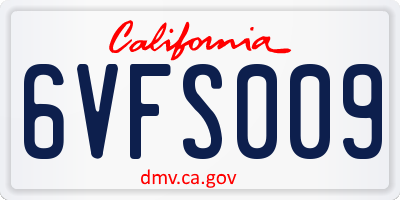 CA license plate 6VFS009
